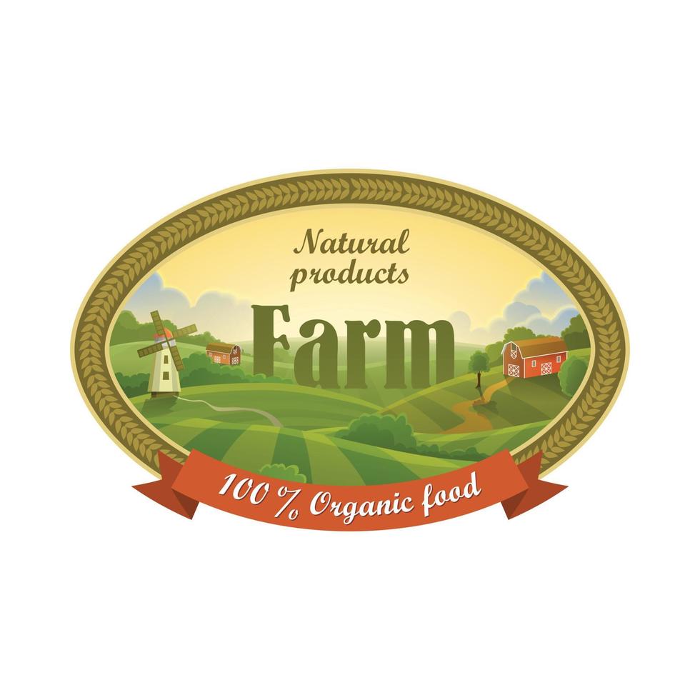 Lable for organic farming products vector