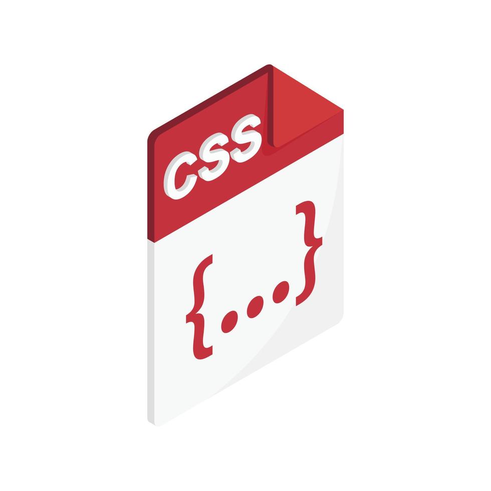 CSS file extension icon, isometric 3d style vector