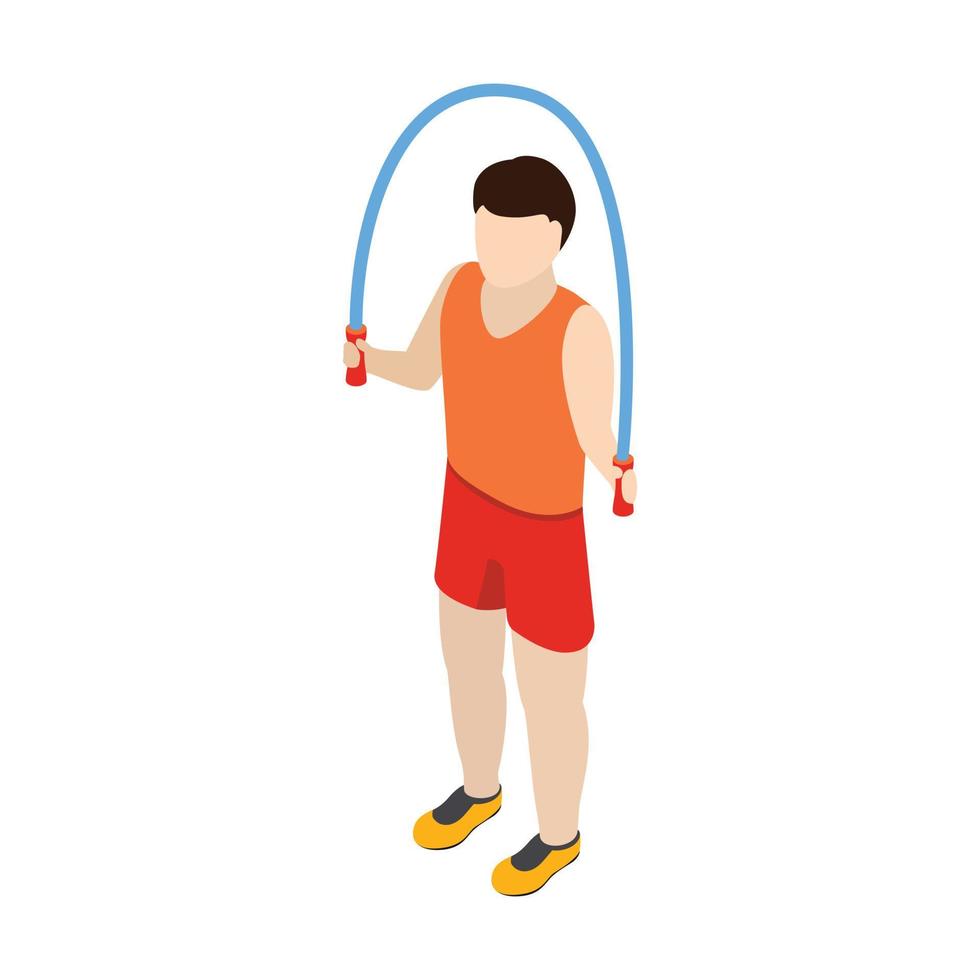 Man jumping with skipping rope icon, isometric 3d vector