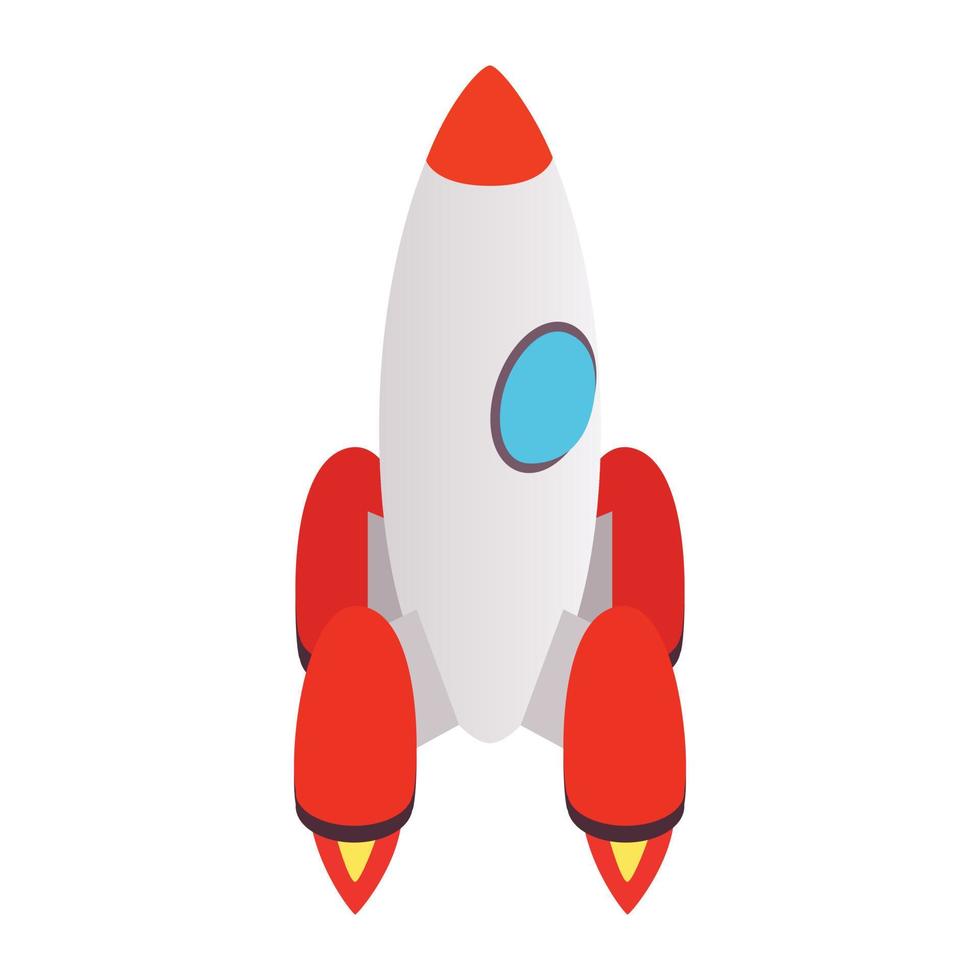 Grey rocket icon, isometric 3d style vector