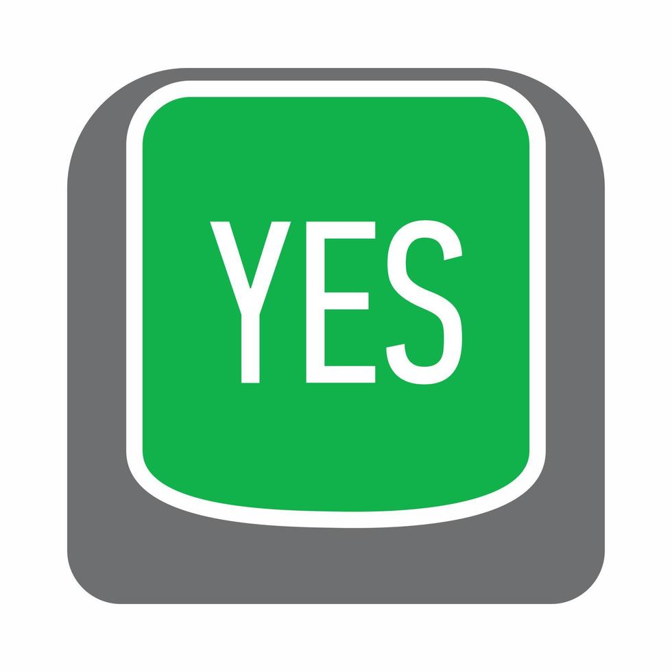 Yes green button icon, simple style vector