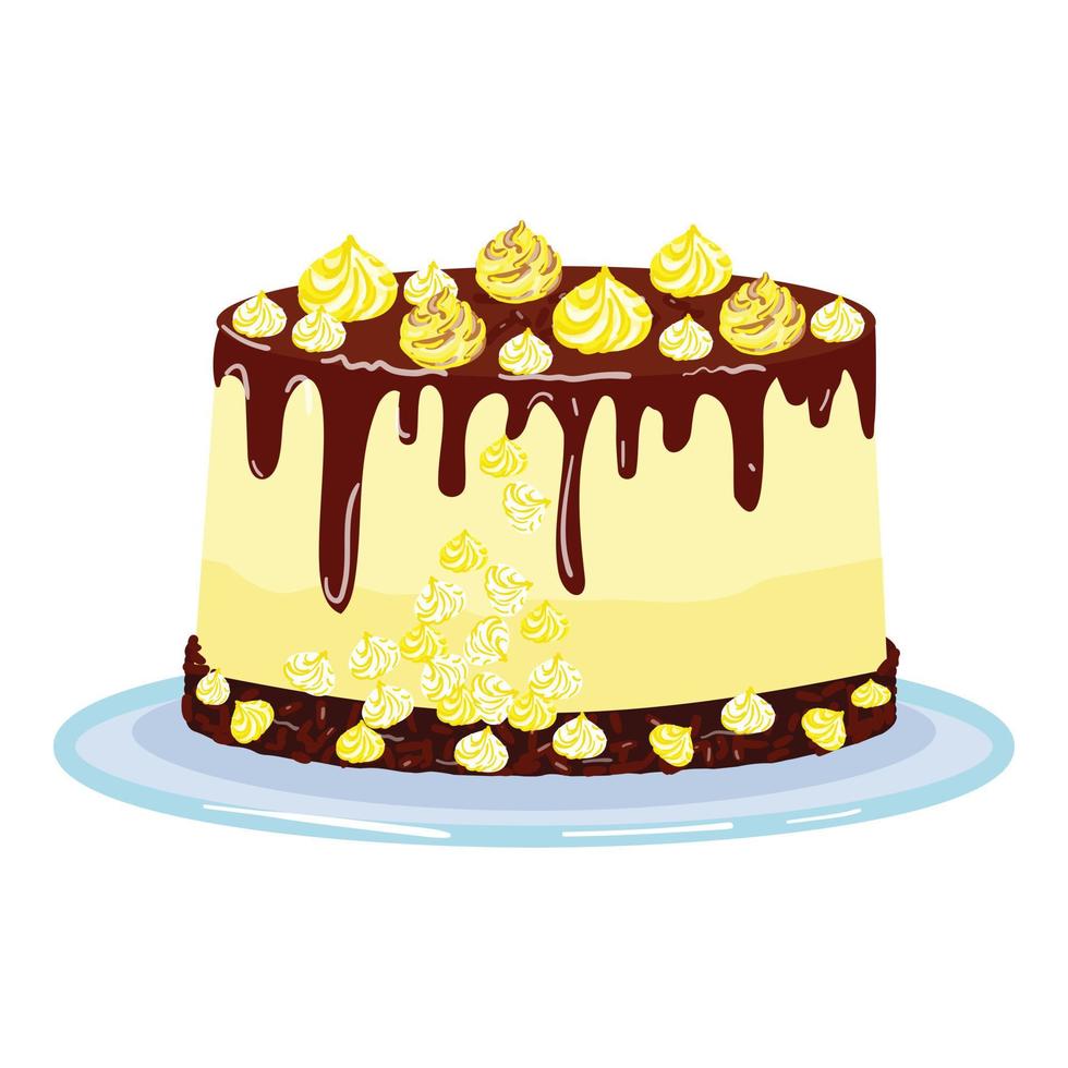 Milk cream cake icon cartoon vector. Happy birthday vector