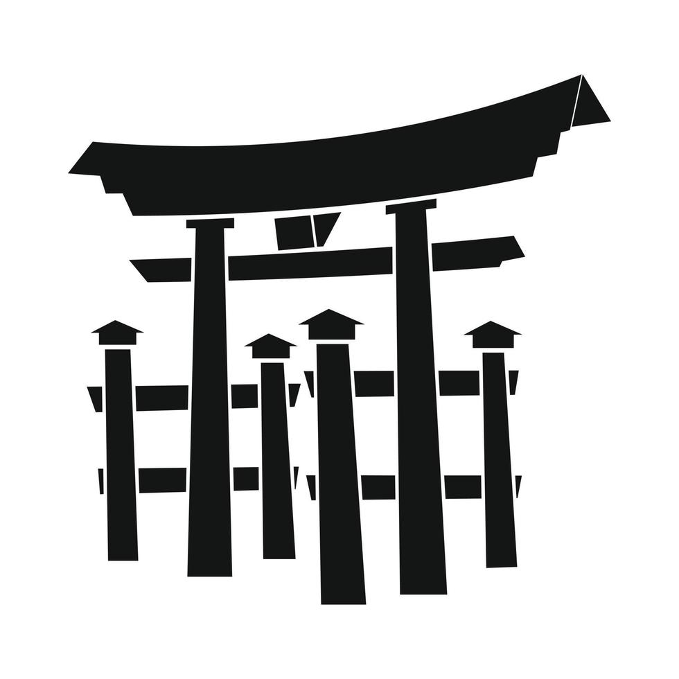 puerta torii flotante, icono de Japón, estilo simple vector
