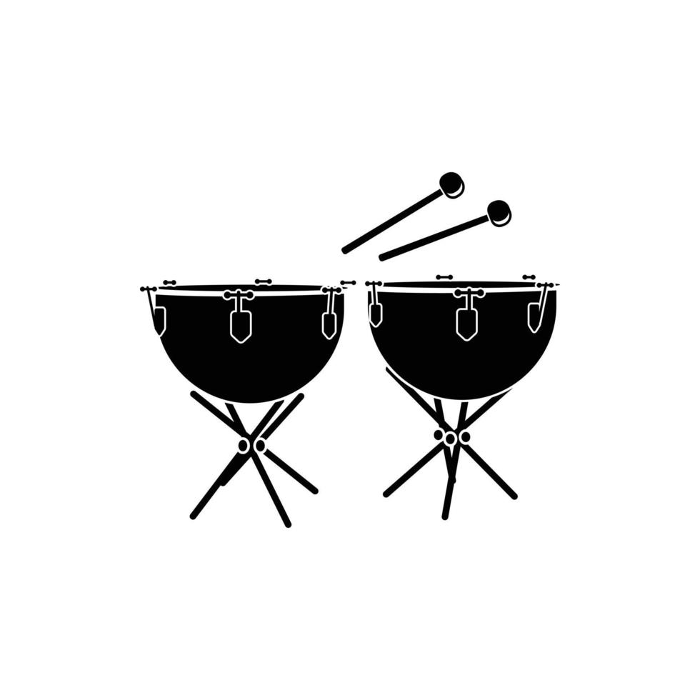 icono de timbales, estilo simple negro vector