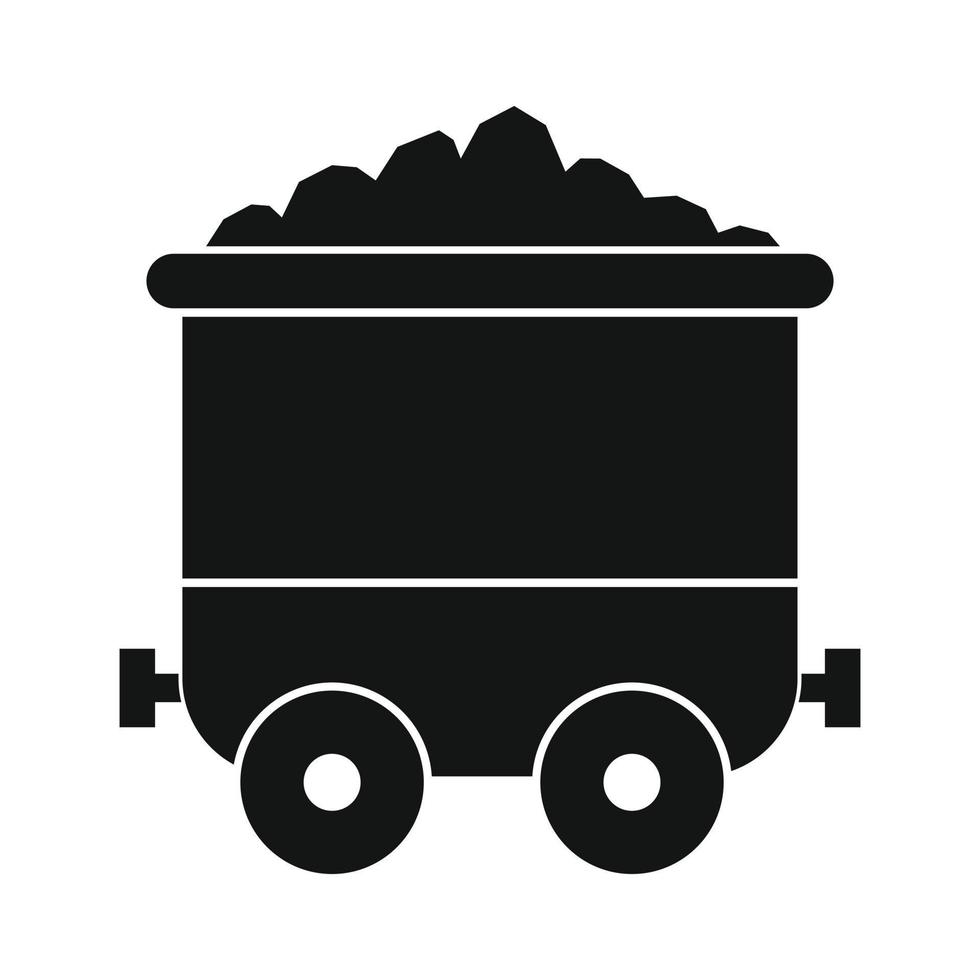 Coal trolley black simple icon vector