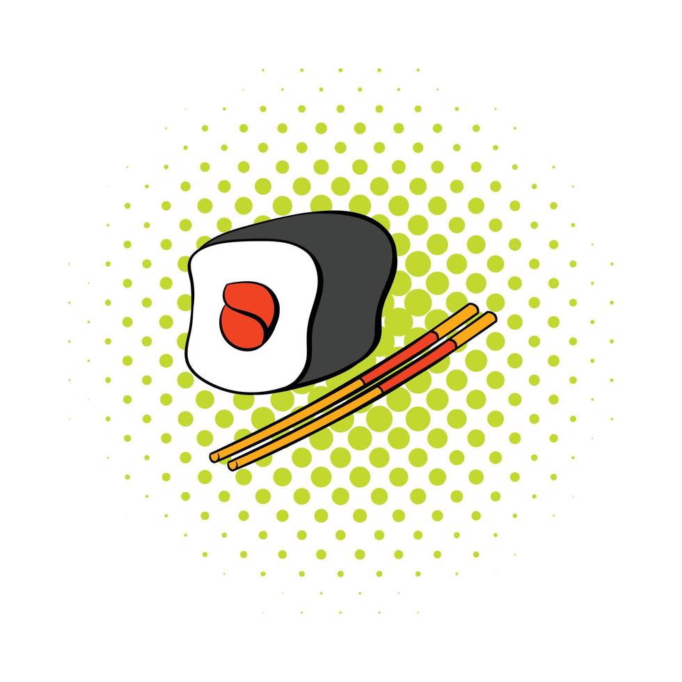 Sushi roll icon in comics style vector