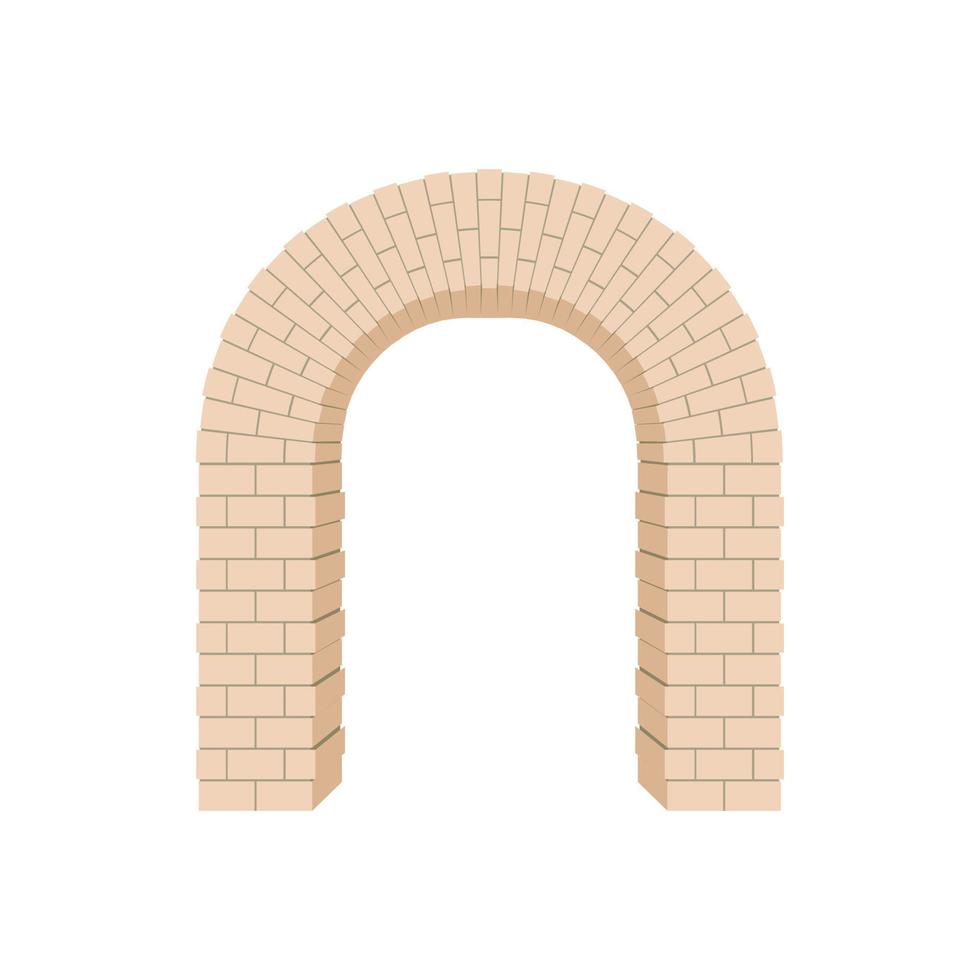 Arch of bricks icon, cartoon style vector