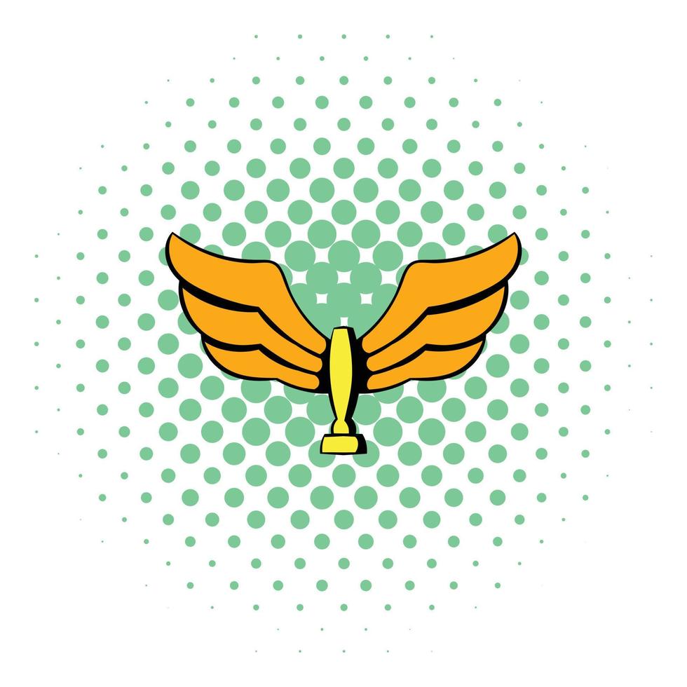 Wings trophy icon, comics style vector