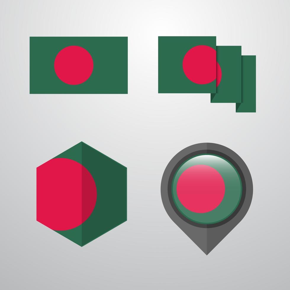 Bangladesh flag design set vector