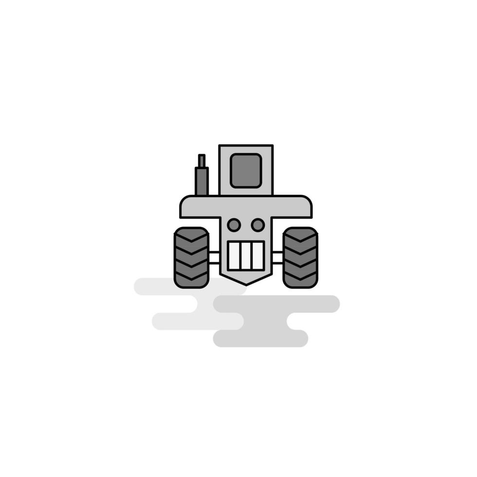 Tractor Web Icon Flat Line Filled Gray Icon Vector
