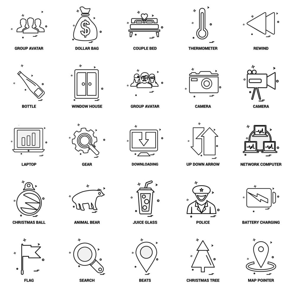 25 Business Concept Mix Line Icon set vector