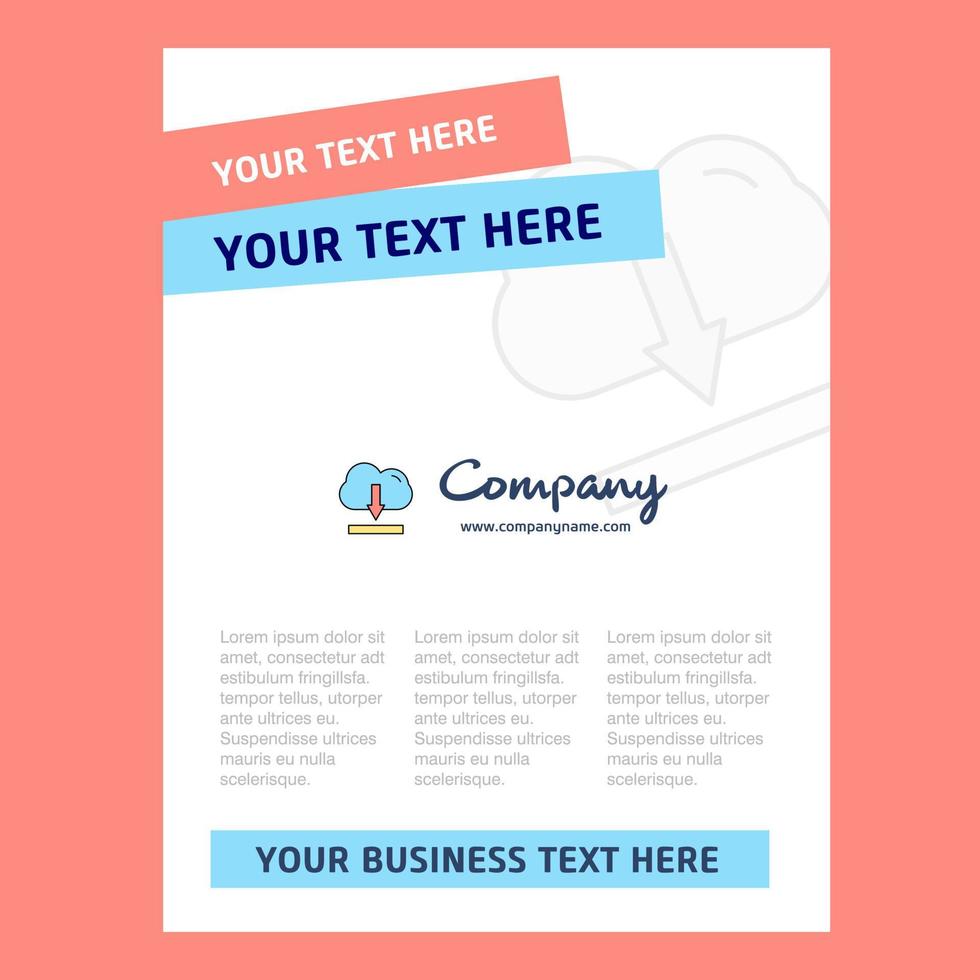 Cloud downloading Title Page Design for Company profile annual report presentations leaflet Brochure Vector Background