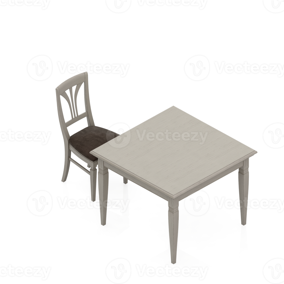 Isometric Table Set 3D render png
