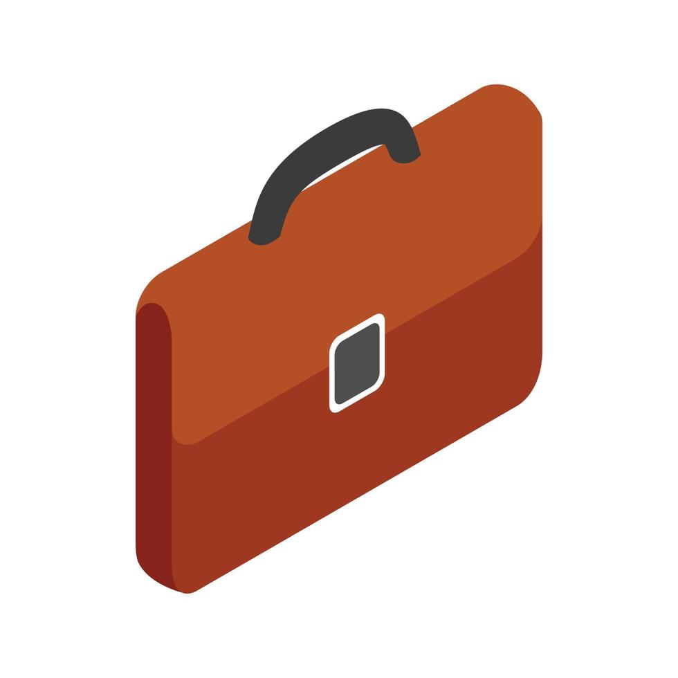 Brown business briefcase icon, isometric 3d style vector