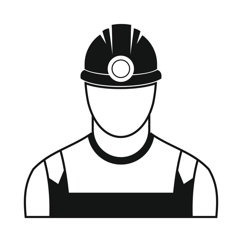 minero de carbón, negro, simple, icono vector