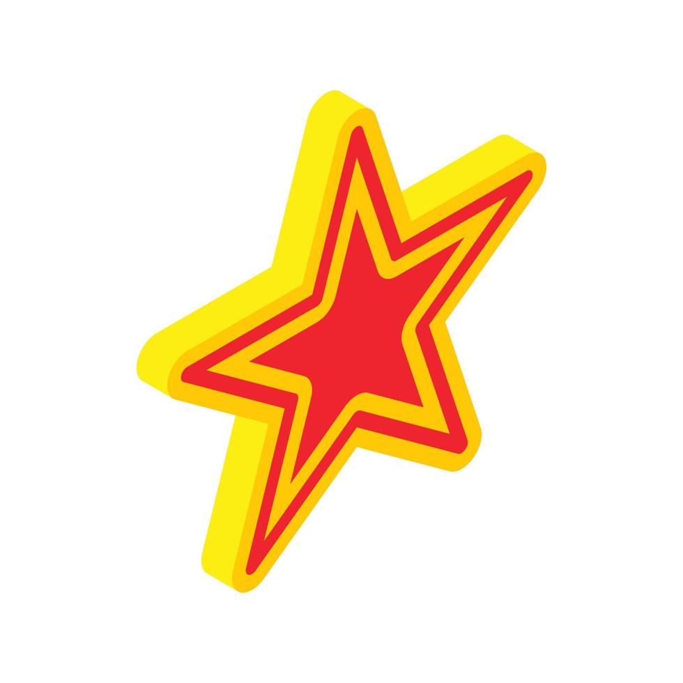 Gold star with red insert icon, isometric 3d style vector