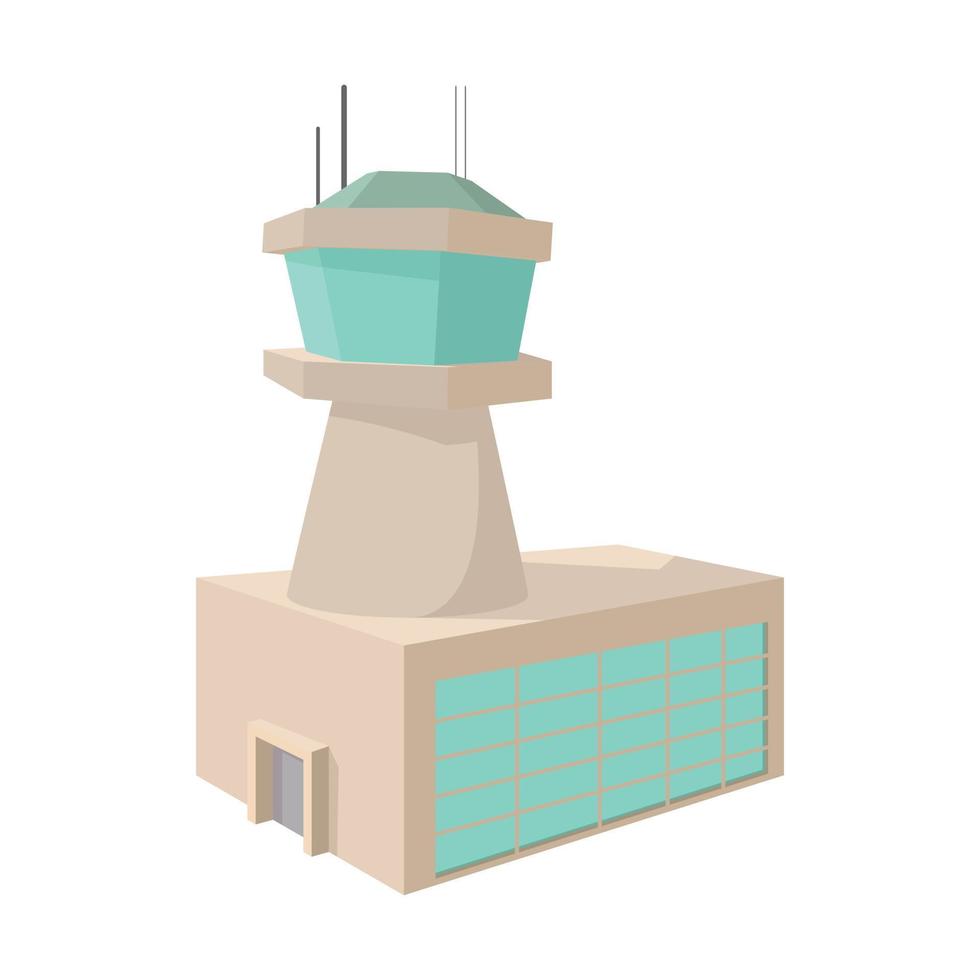 icono de dibujos animados de la torre de control del aeropuerto vector