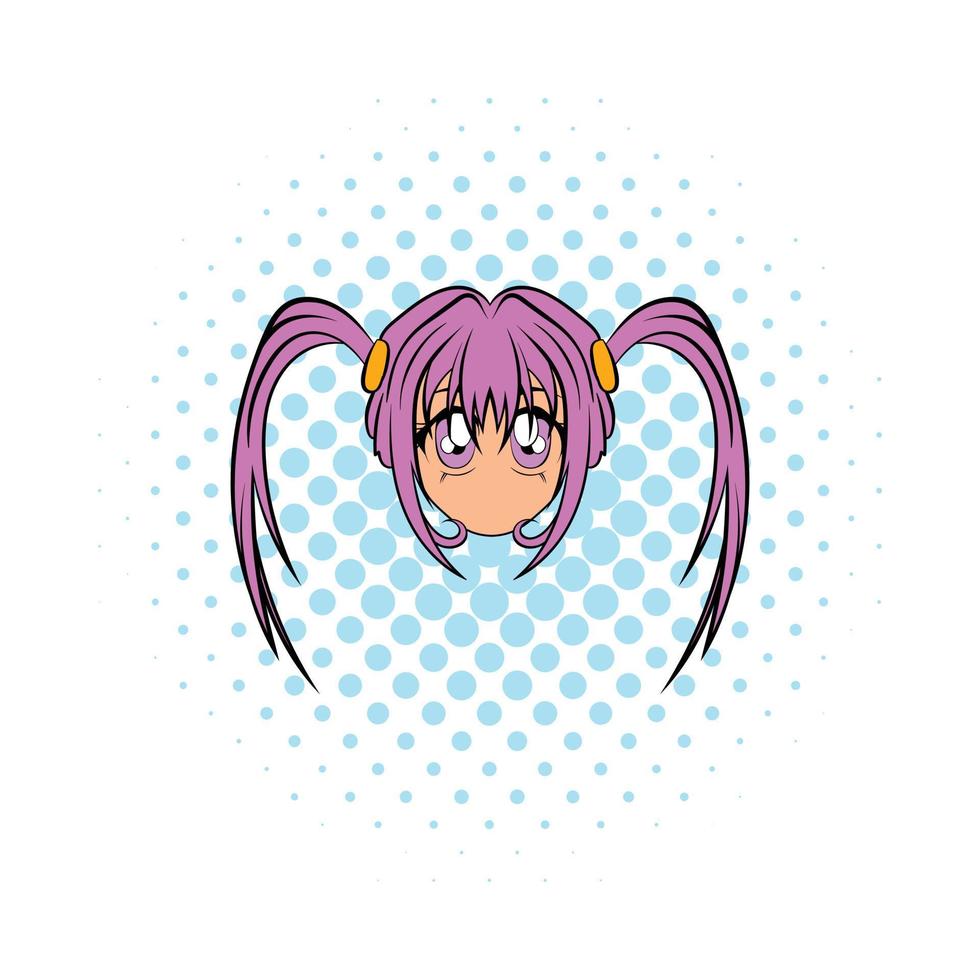 Anime girl icon in comics style vector