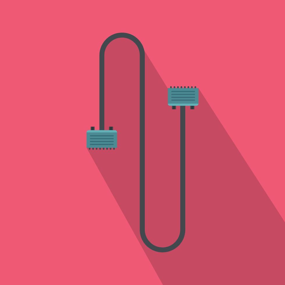 cable, alambre, computadora, icono, plano, estilo vector