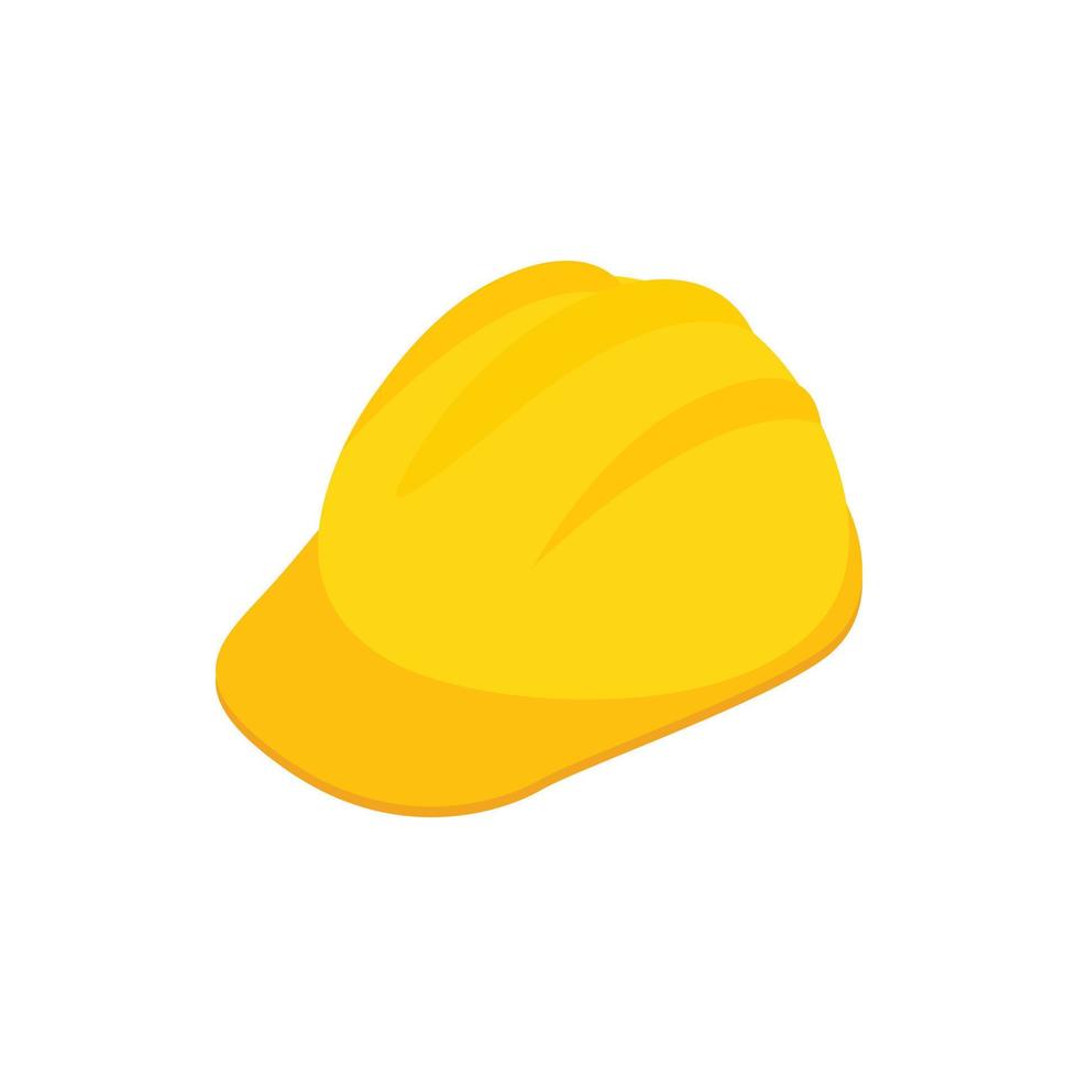 Yellow hardhat icon, isometric 3d style vector