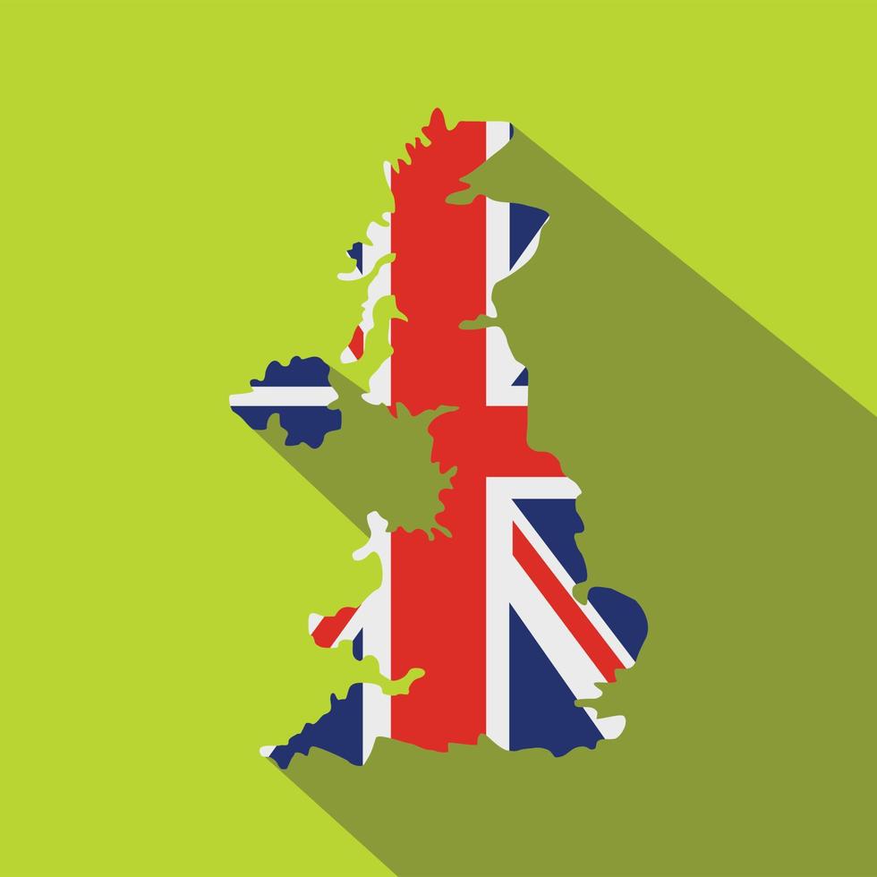 Map of UK of the national flag icon, flat style vector