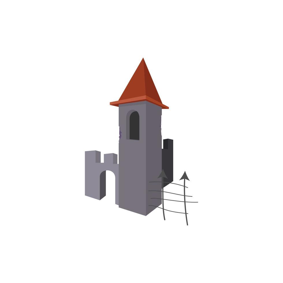 Gothic Halloween tower icon, cartoon style vector