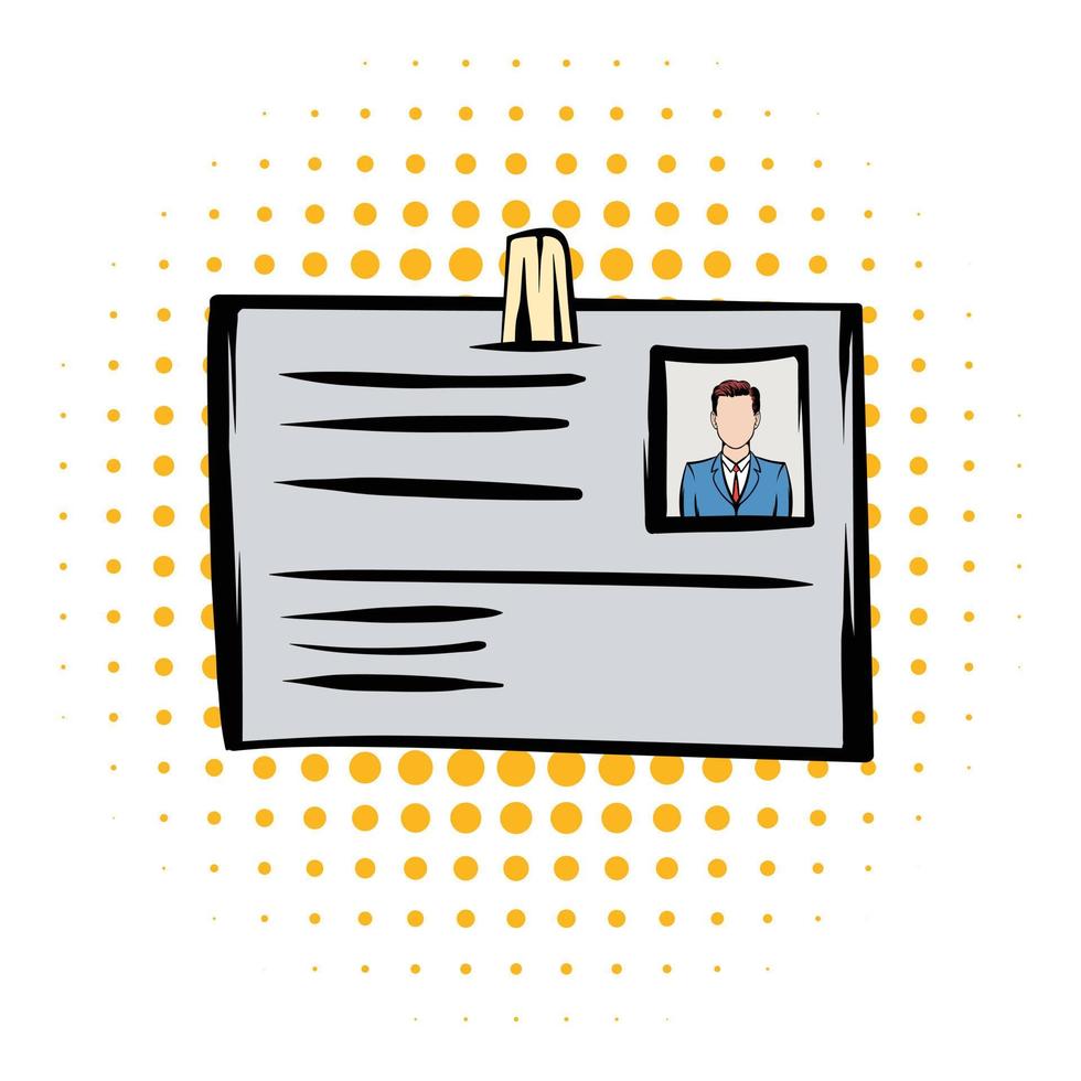 Identification card comics icon vector