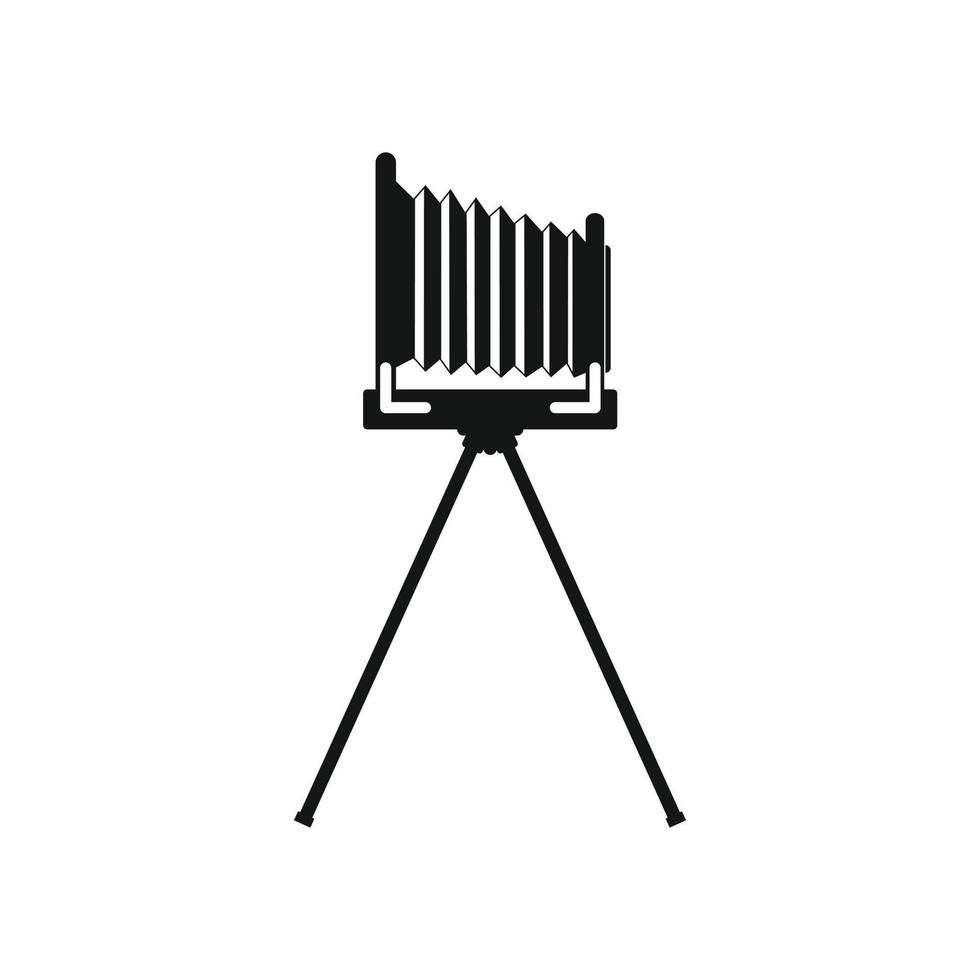cámara de fotos antigua con icono de trípode, estilo simple vector