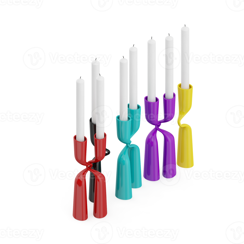 Isometric Candles 3d render png