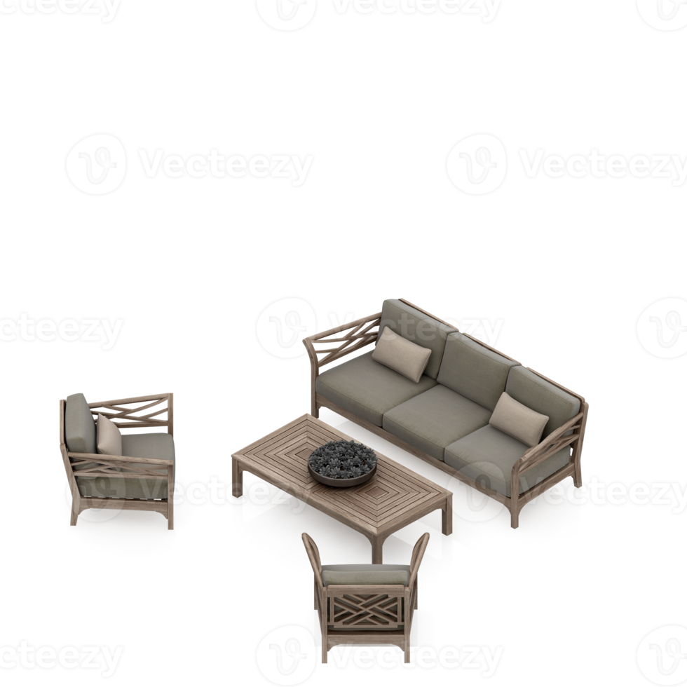 Isometric Table Set 3D render png