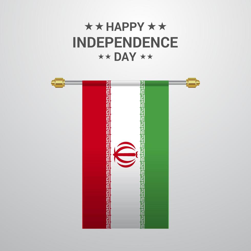 Iran Independence day hanging flag background vector
