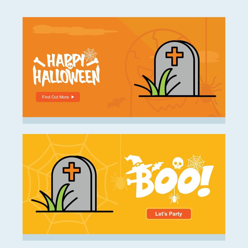 diseño de invitación de halloween feliz con vector de tumba