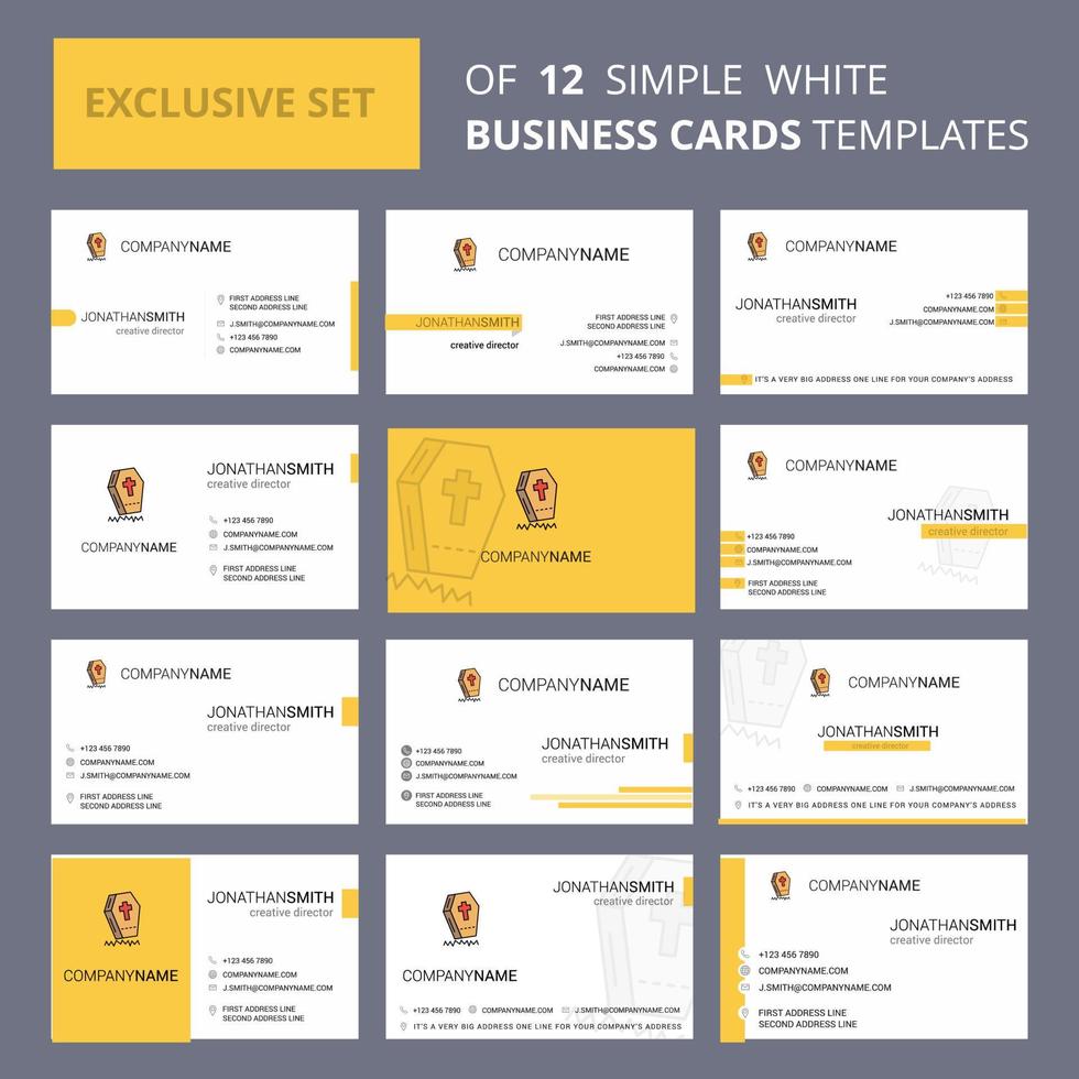 Set of 12 Grave Creative Busienss Card Template Editable Creative logo and Visiting card background vector