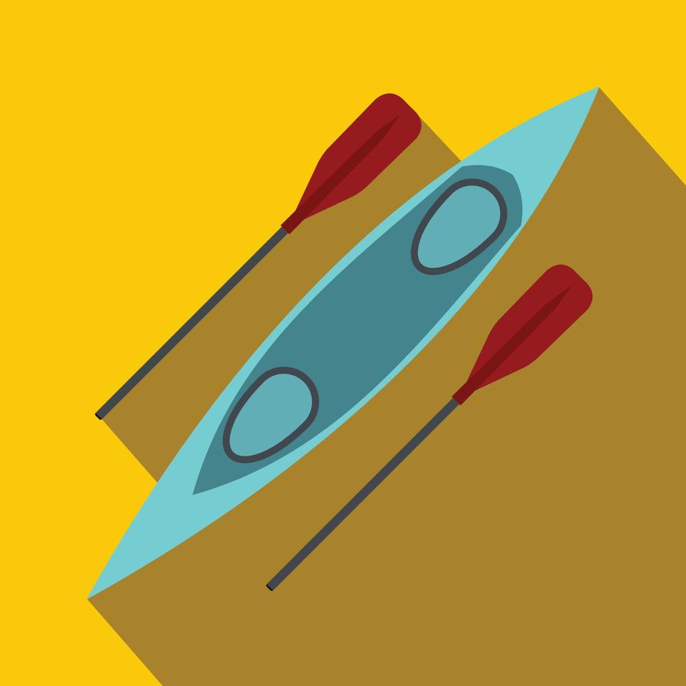 Kayak and rowing oar flat icon vector