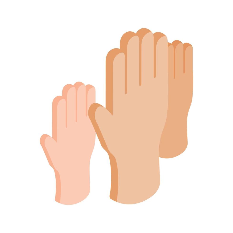 Hands raised up isometric 3d icon vector