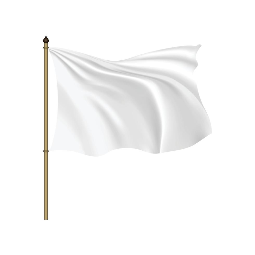 White flag waving on the wind vector
