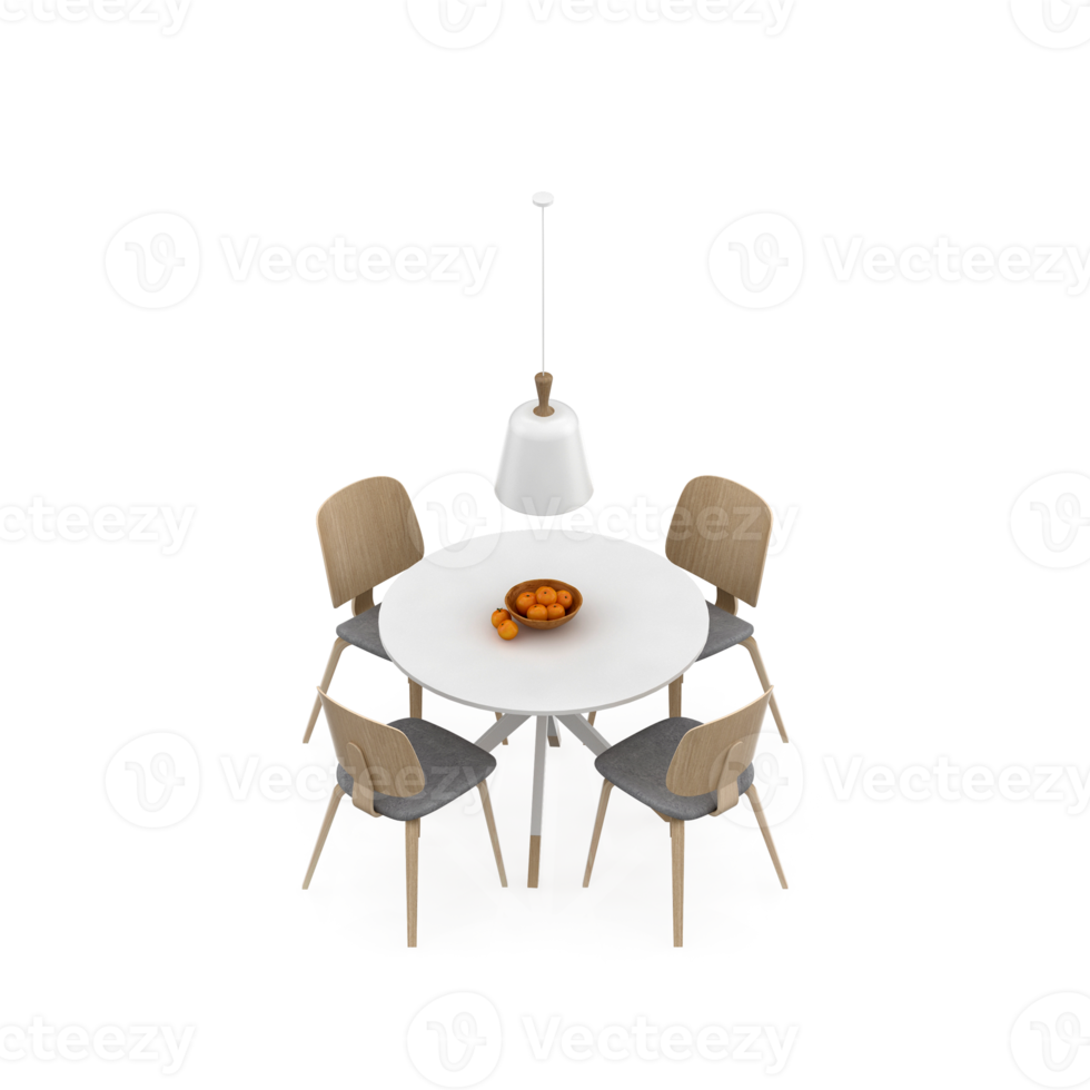 Isometric Table Set 3D render png