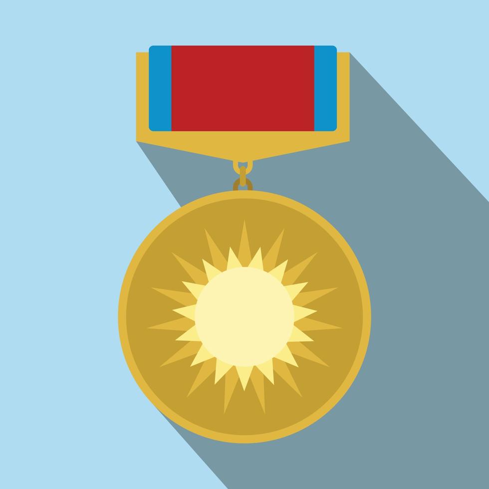 medalla de valor icono plano vector