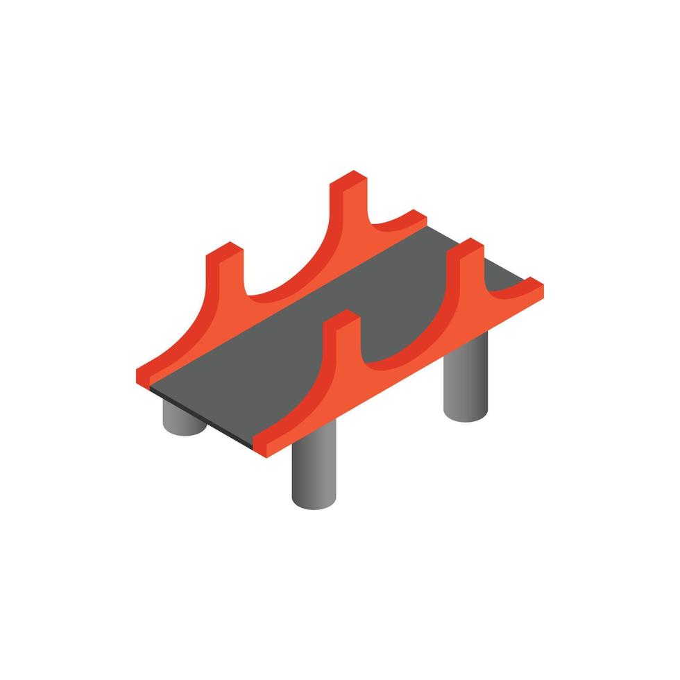 Bridge with red pillars icon in isometric 3d style vector