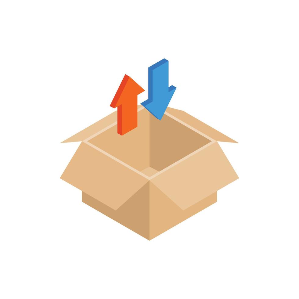 Blank cardboard box and arrows icon vector