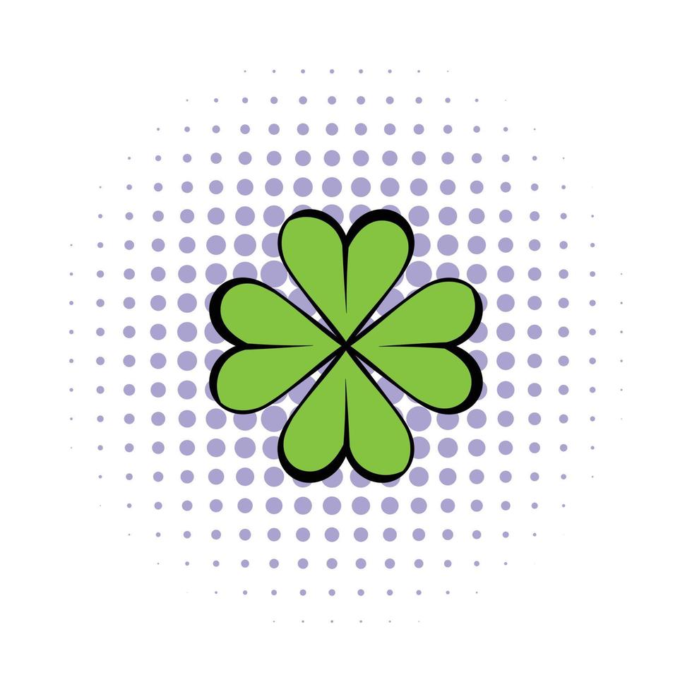 Four leaf clover icon, comics style vector