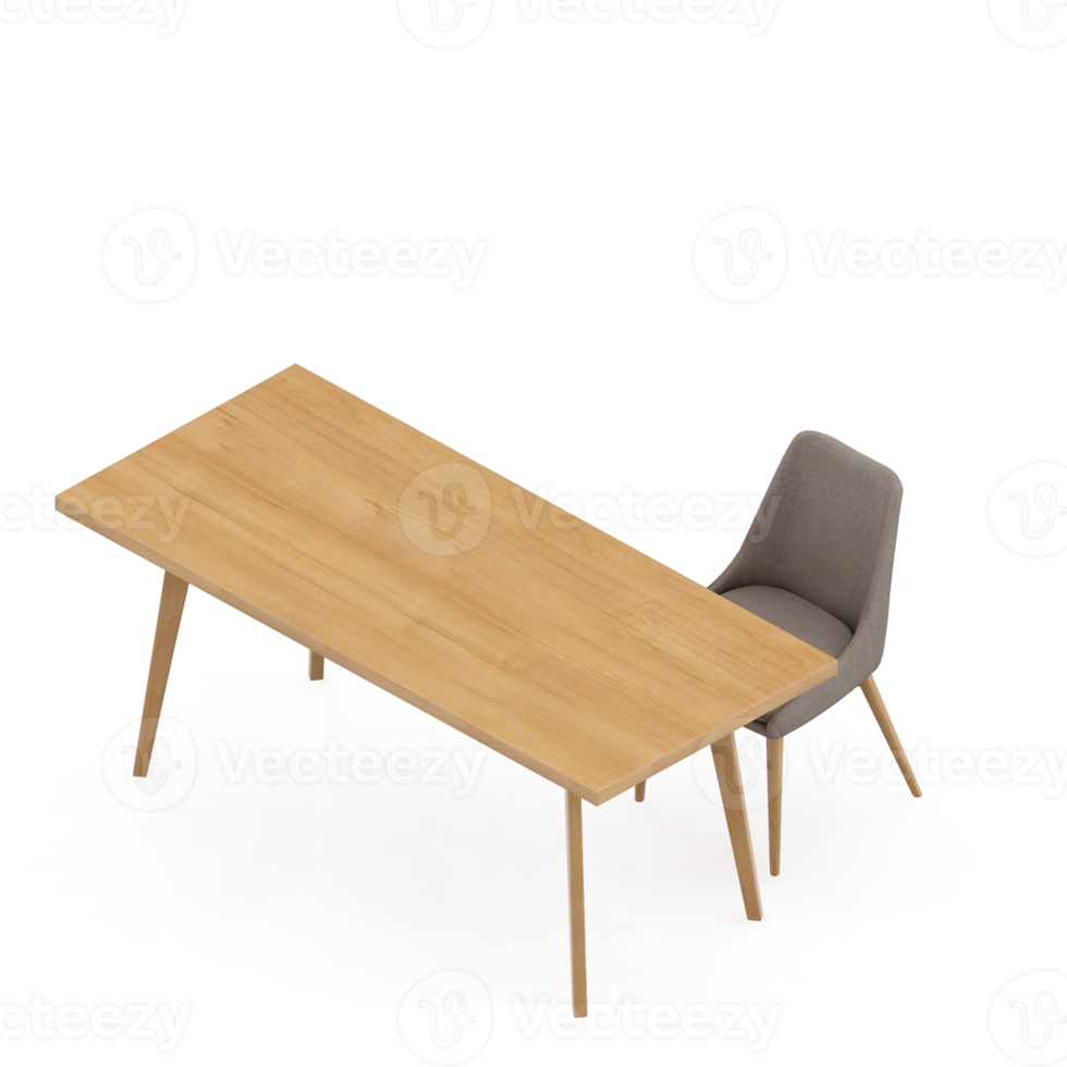 Isometric Table Set 3D render png