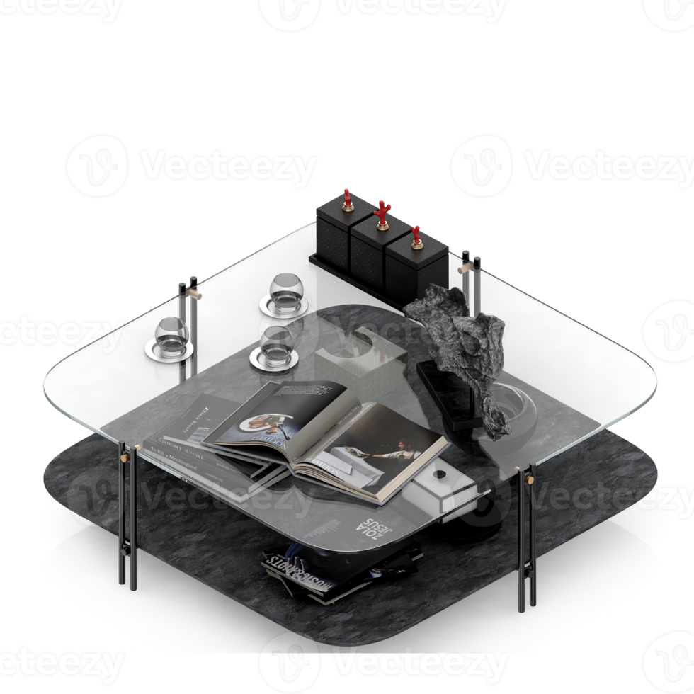 Isometric Table Set 3D render png
