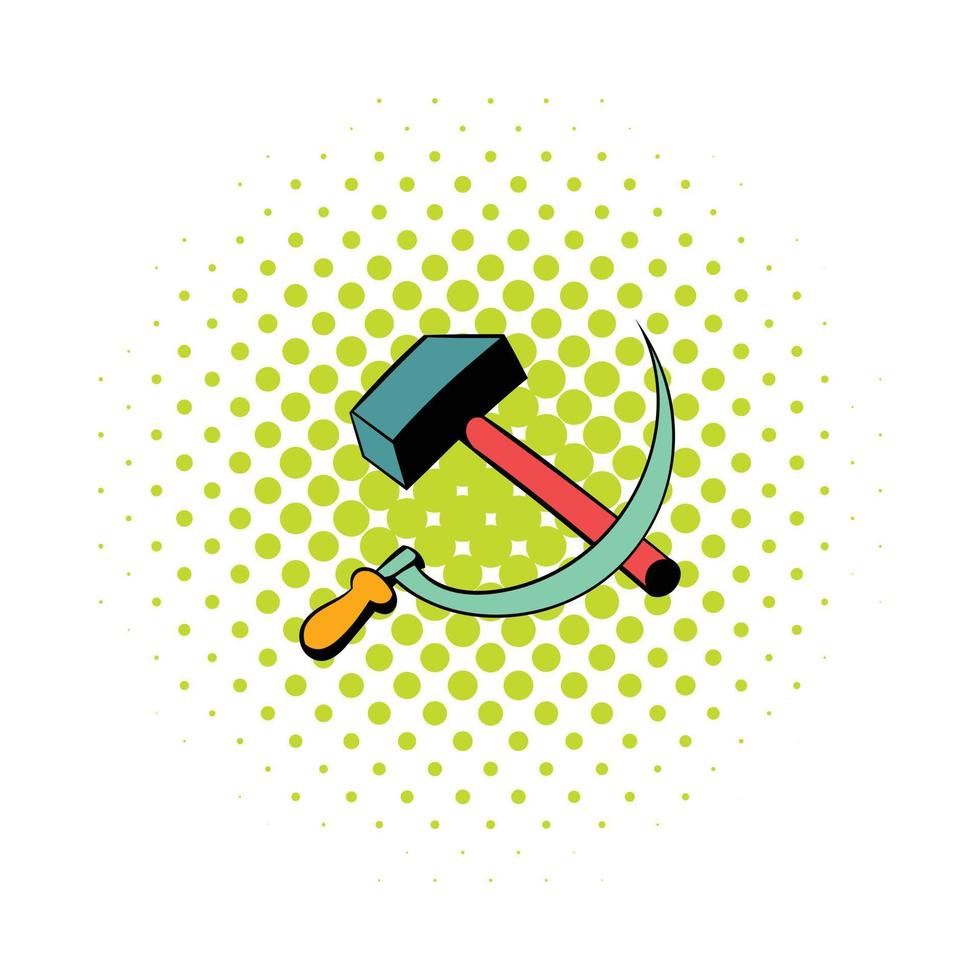 Sickle and the hammer icon, comics style vector