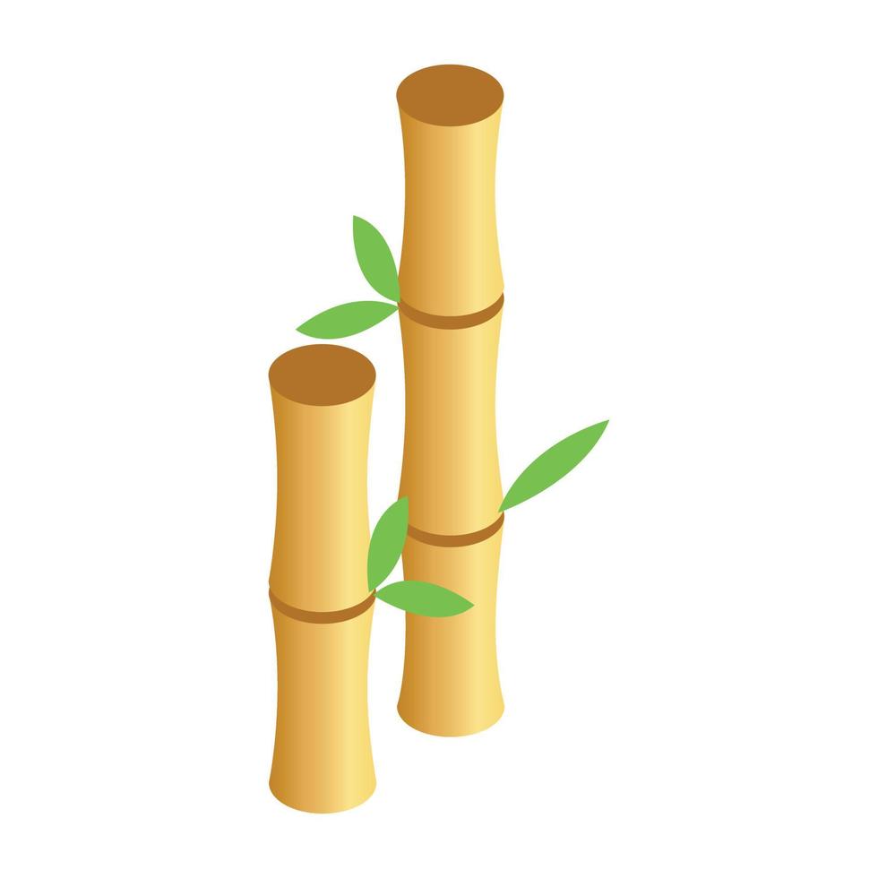 Bamboo sticks isometric 3d icon vector