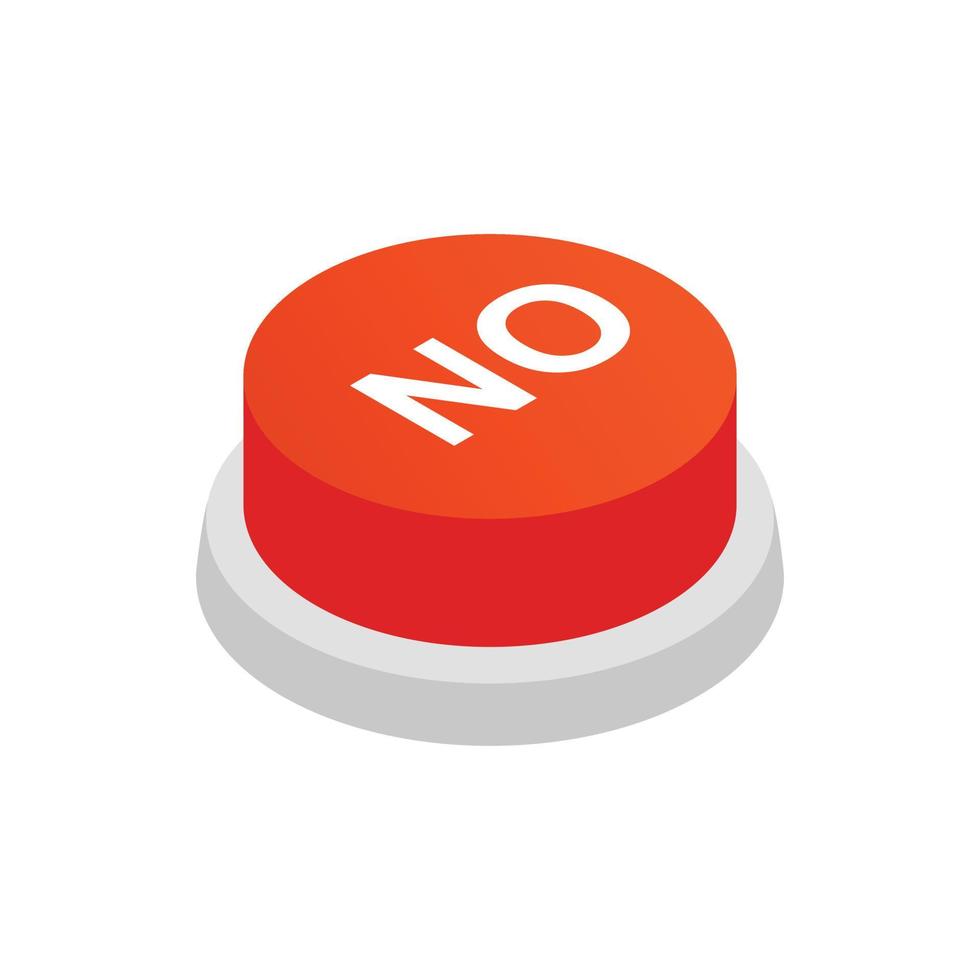 Pressbutton NO icon, isometric 3d style vector