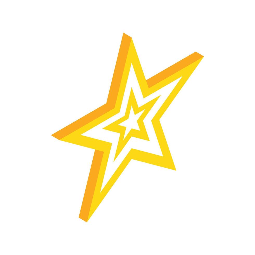 Gold star icon, isometric 3d style vector