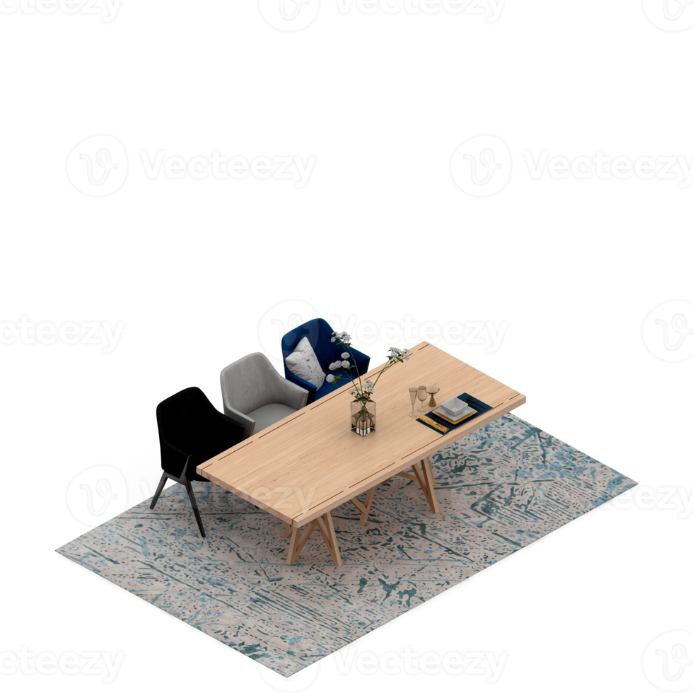 Isometric Table 3D render png