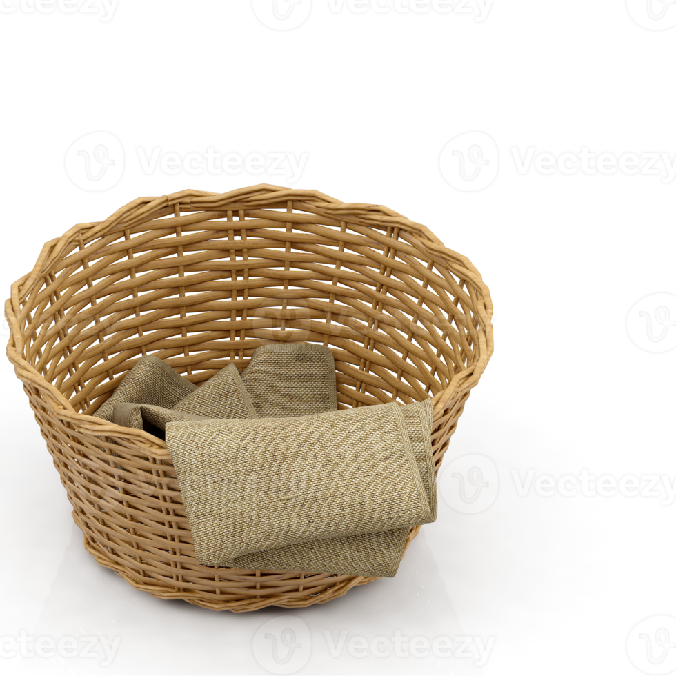 Isometric Picnic basket isolated 3D render png