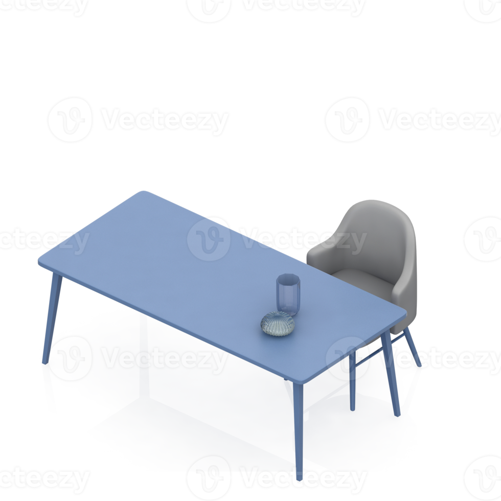 Isometric Table Set 3D render png